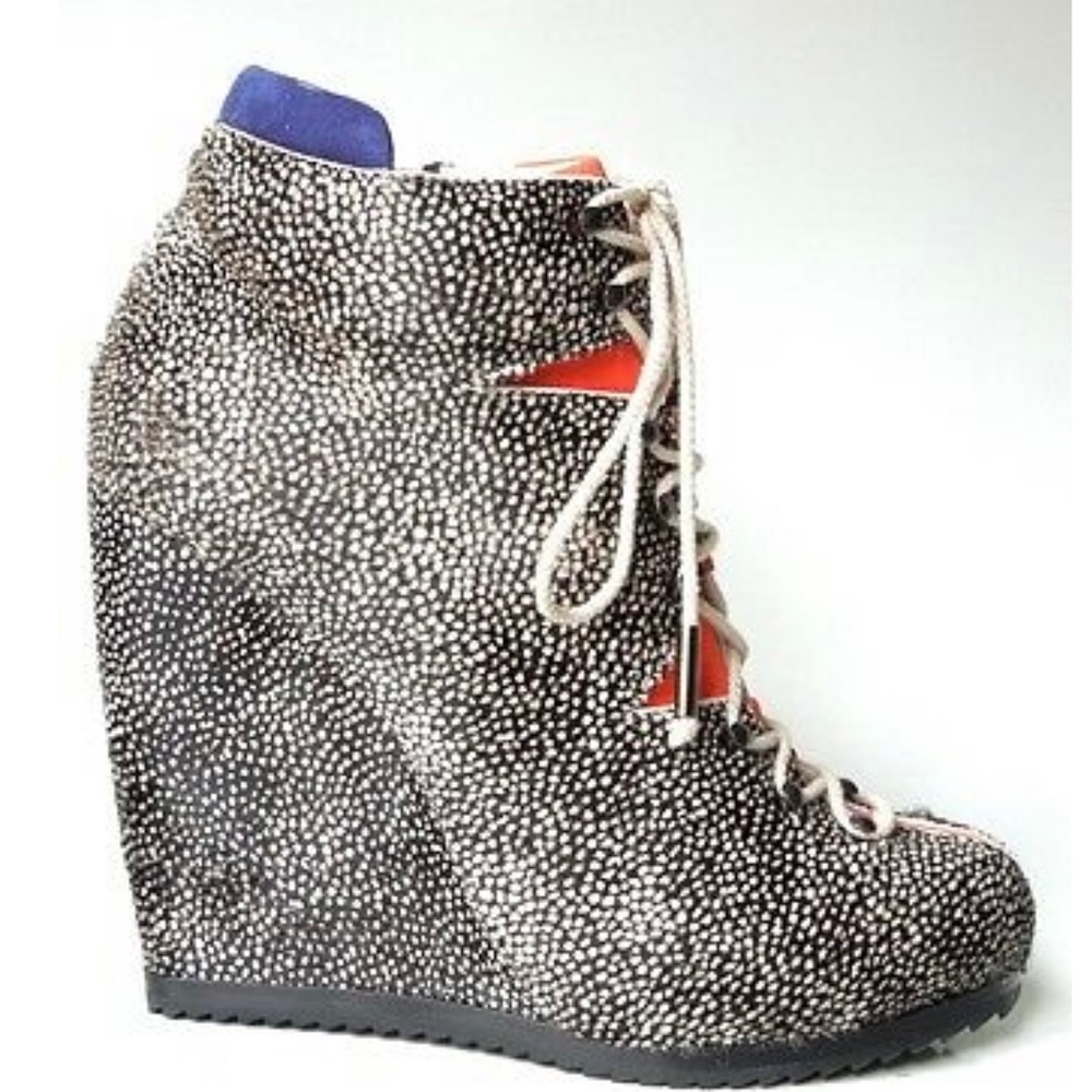 PIERRE HARDY Pony Hair Lace Up Wedge Ankle Boot Size 39 - Picture 5 of 16